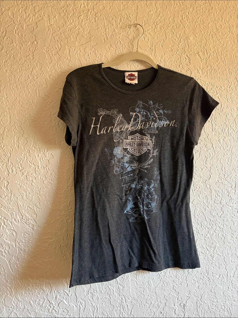 Harley-Davidson Black Tee with Light Blue Graphic